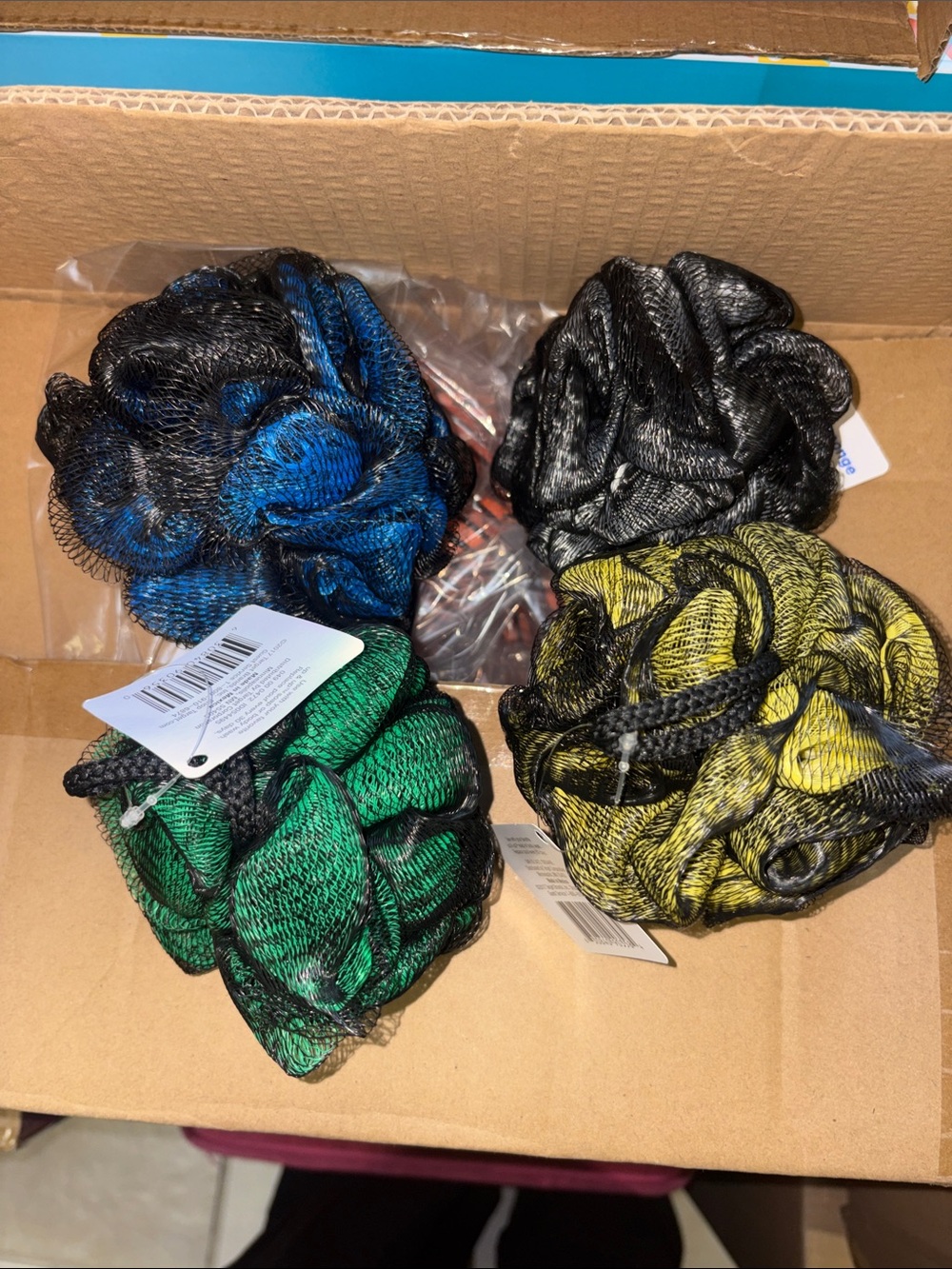 Multipack Color Bath Wash Cloths - Blue, Black, Green, Yellow